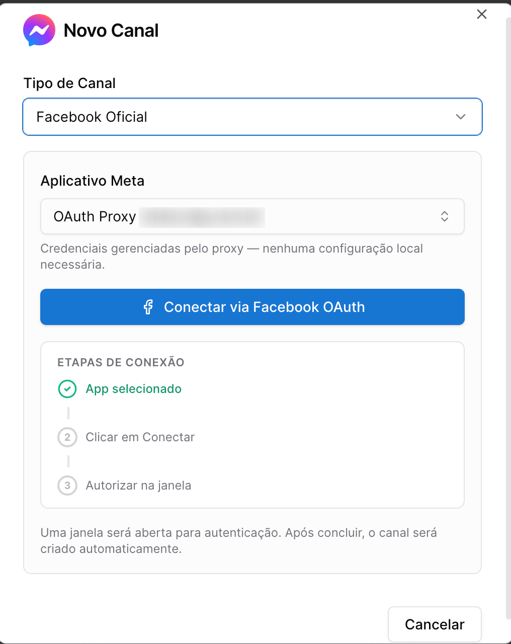 GestorWhats - conectar canal facebook messenger