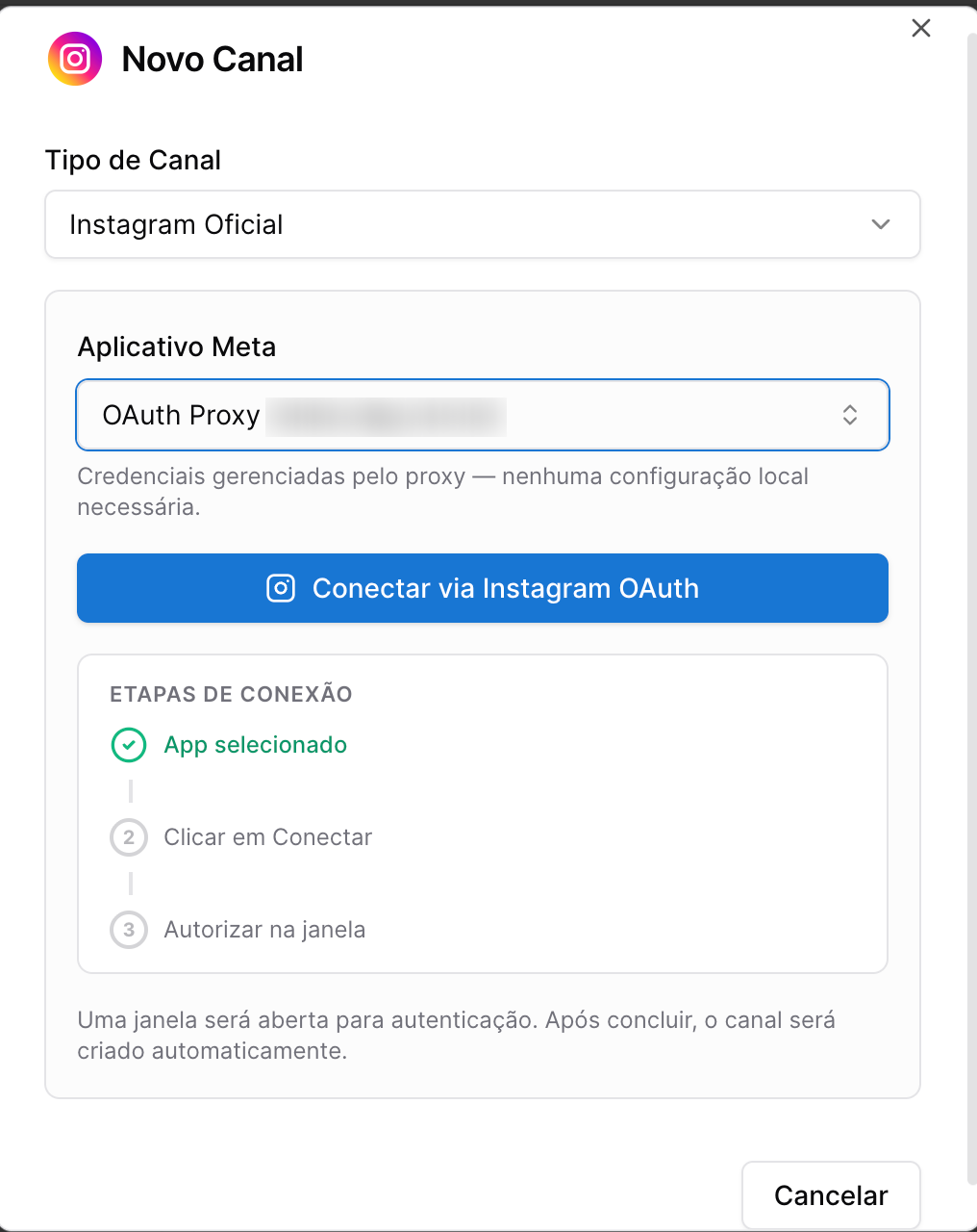 GestorWhats - conectar canal instagram